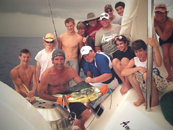 Boy Scouts On A Catamaran Yacht In The Bahamas
